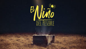 Banner del curso El niño del pesebre donde se ve un pesebre en un granjero y hay una luz saliendo de este