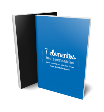 Libro con portada azul y logo de 7 elementos indispensables para la crianza de mis hijos