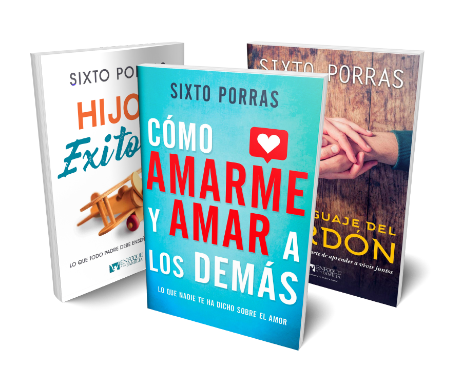 imagen con los libros Hijos Exitosos, Como amarme y amar a los demas y El lenguaje del perdón