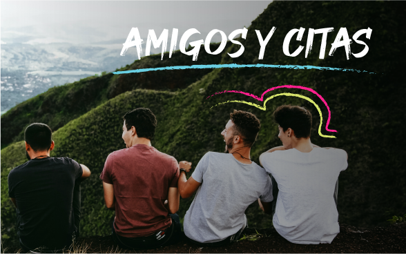4 hombres jovenes bromeando