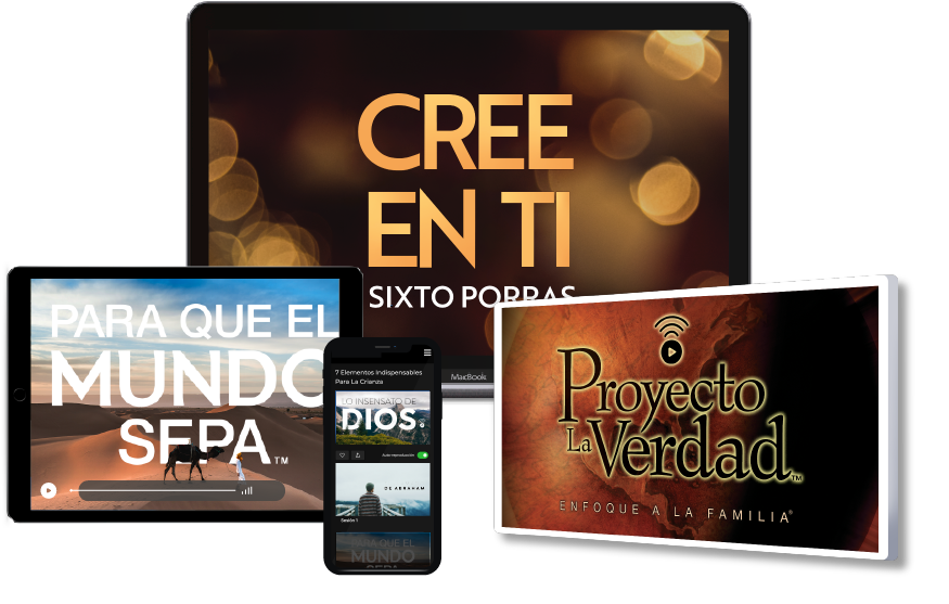 Varias portadas de recursos de la aplicación de Enfoque a la Familia